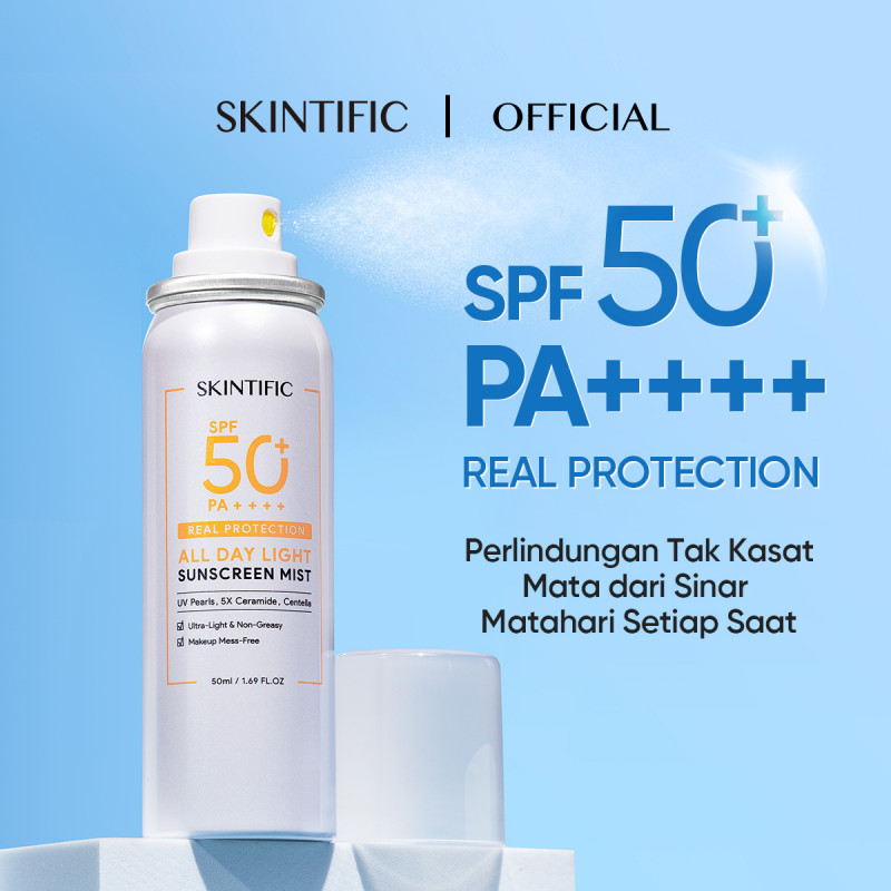 Jual Skintific All Day Light Sunscreen Mist SPF 50 PA++++ Termurah Mei