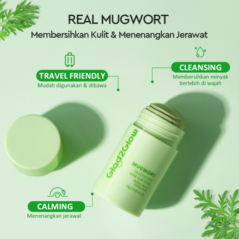 Jual Glad2glow Mugwort Salicylic Acid Acne Clay Stick Termurah Agustus ...