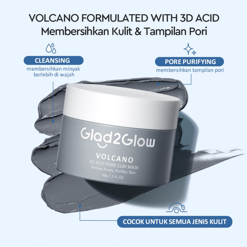 Jual Glad2glow Volcano 3D Acid Pore Clay Mask Termurah November 2024 ...